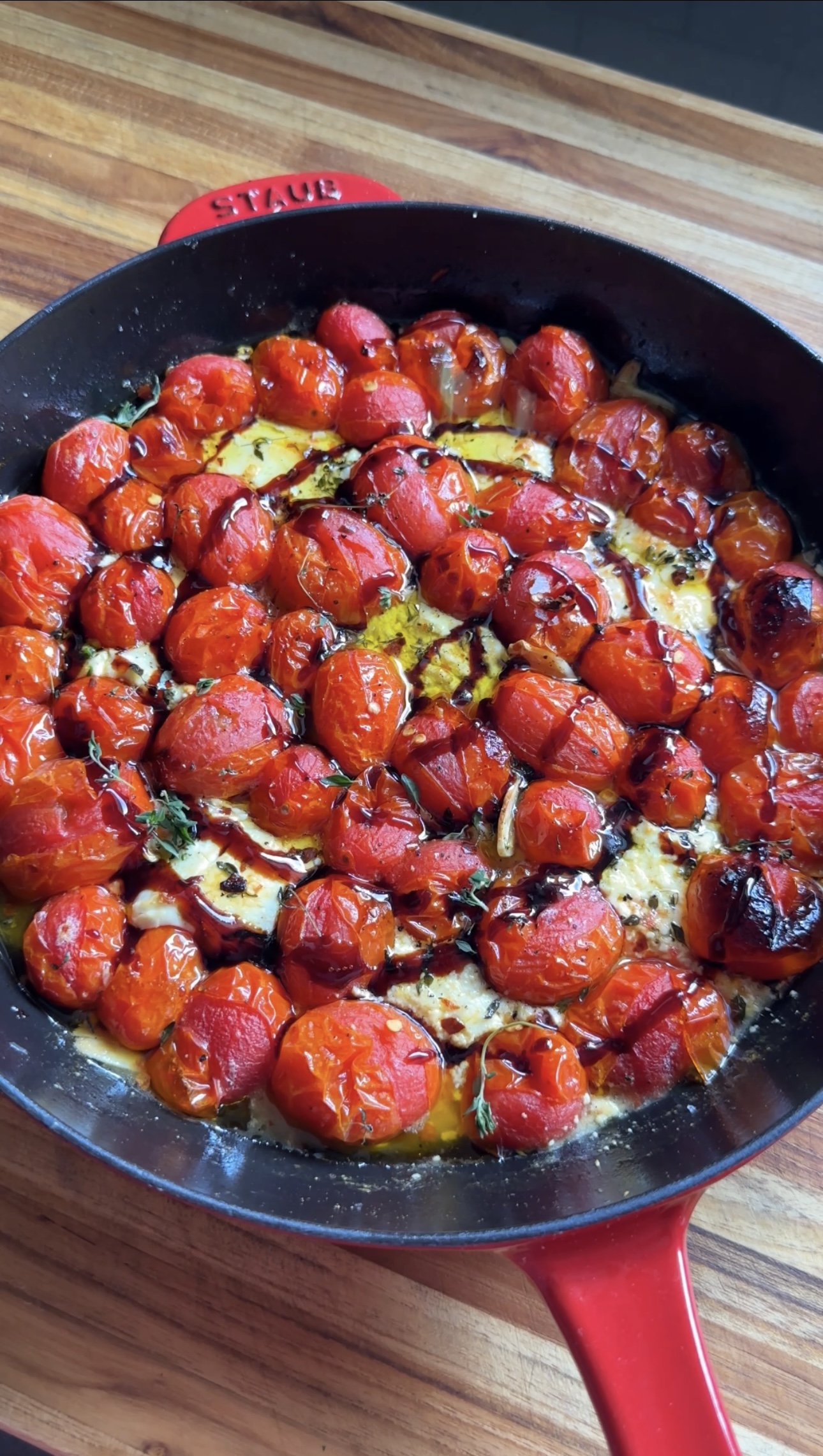 burst cherry tomato and goat cheese skillet