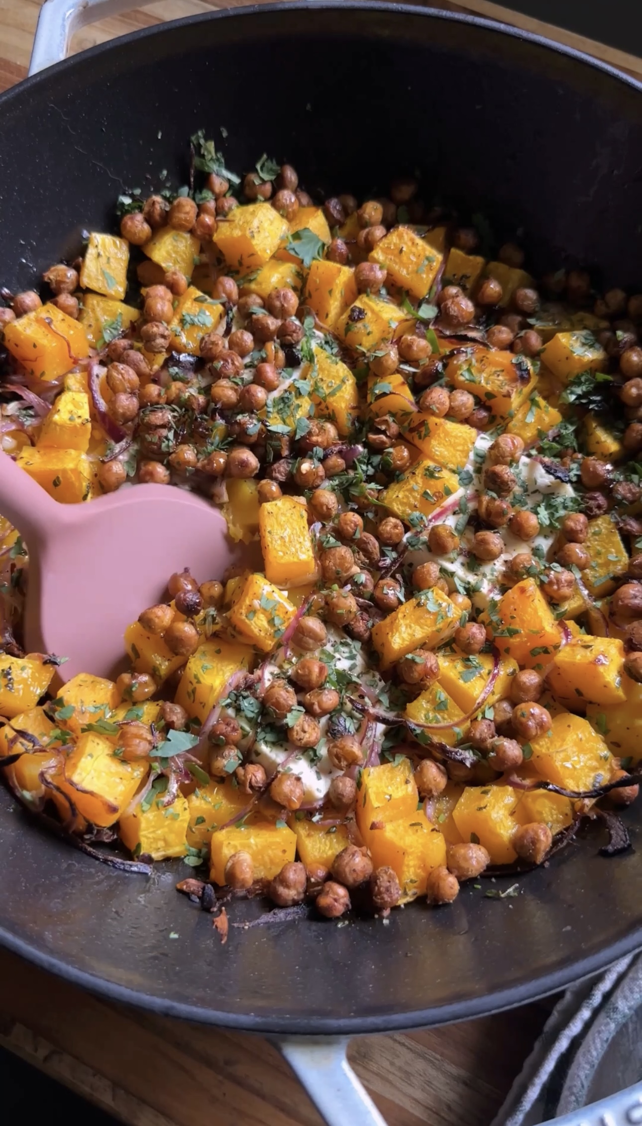 roasted butternut squash and feta skillet