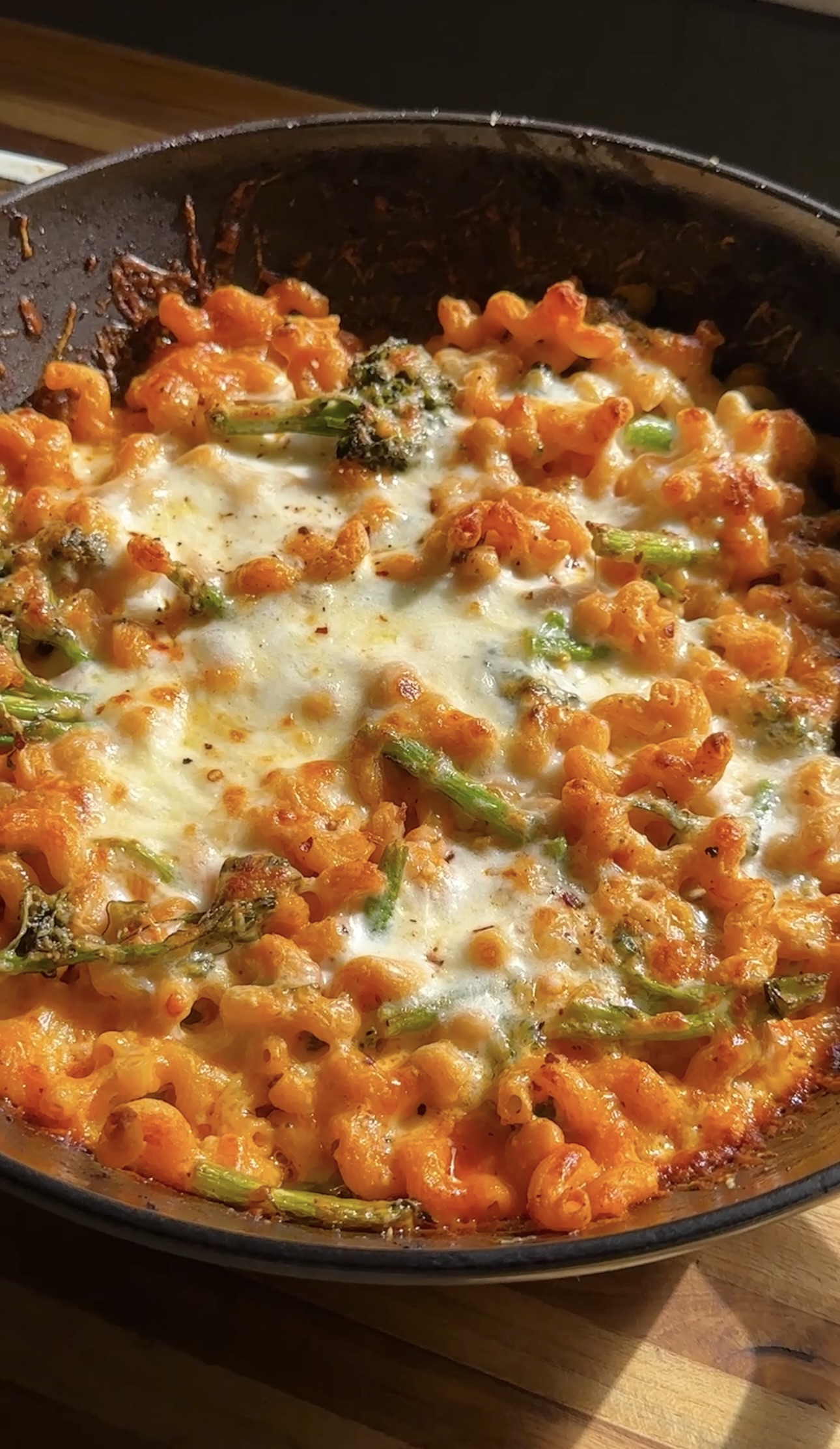 high-protein pasta bake with broccolini and white beans