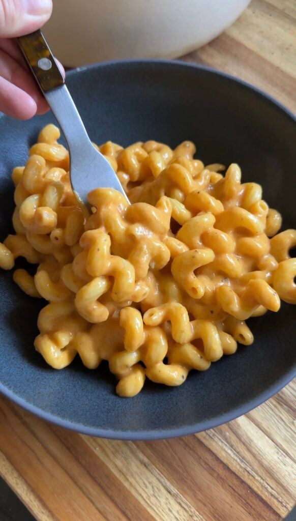 a bowl of protein pumpkin macaroni and cheese