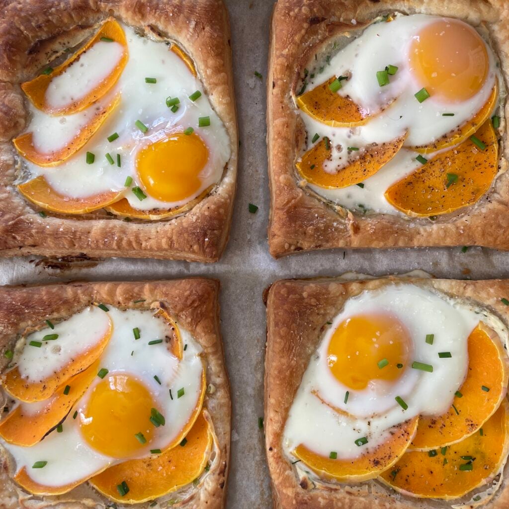 baked egg tartlets with butternut squash