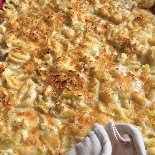 cauliflower alfredo sheet pan pasta